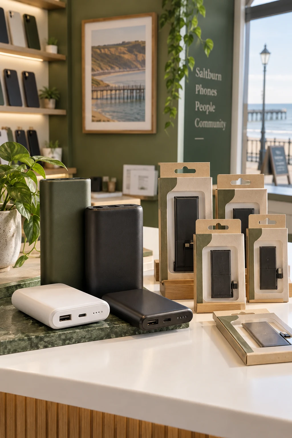 Power banks and packaged replacement phone batteries