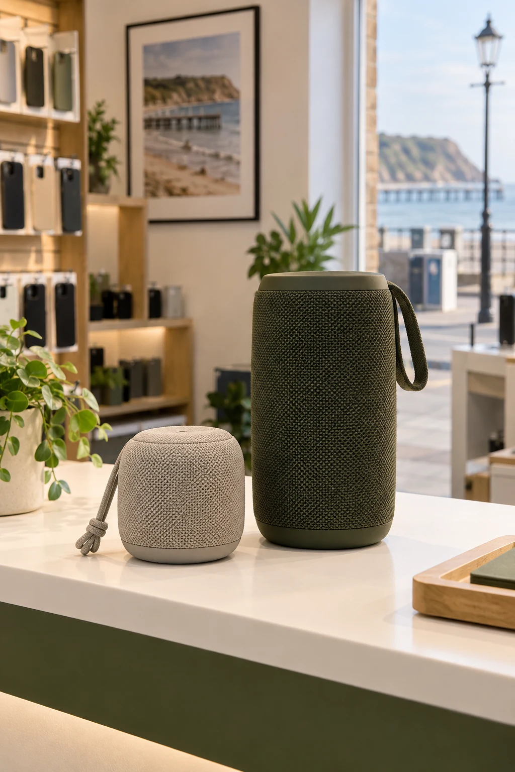 Portable Bluetooth speakers in an independent phone shop